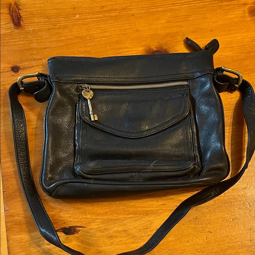 Fossil Black Leather Crossbody Bag